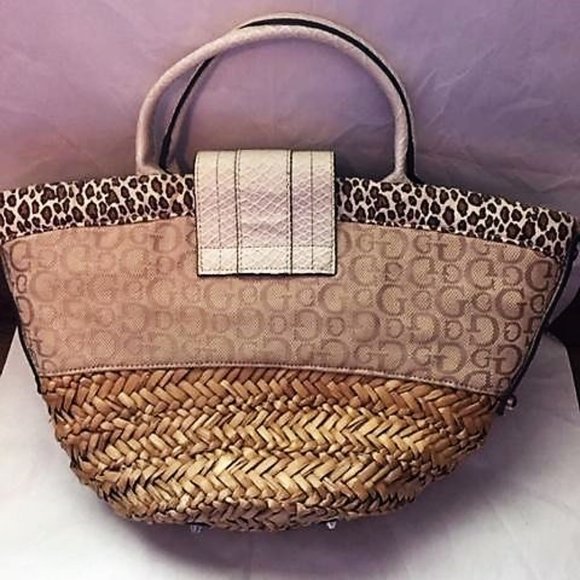 Guess Bags Straw And Animal Print Handbag By Guess Poshmark
